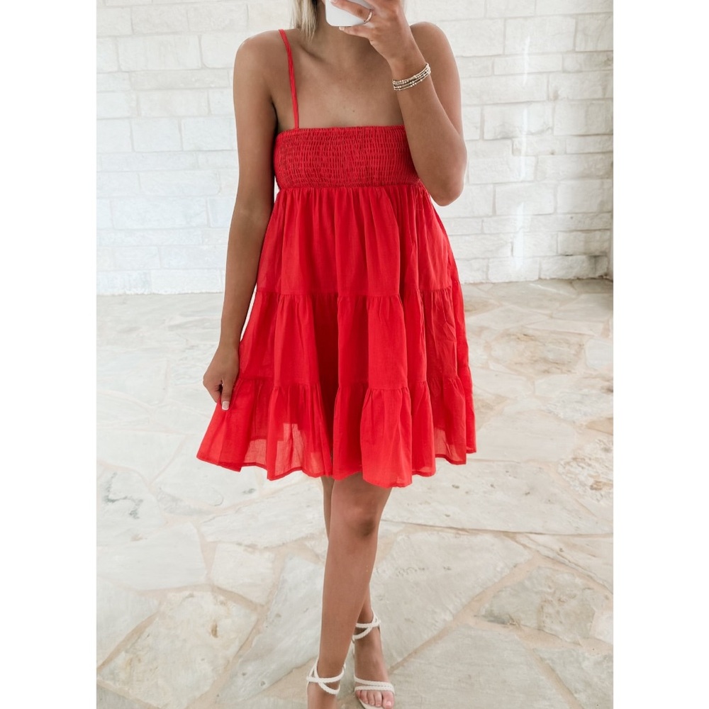 Red babydoll mini dress- small